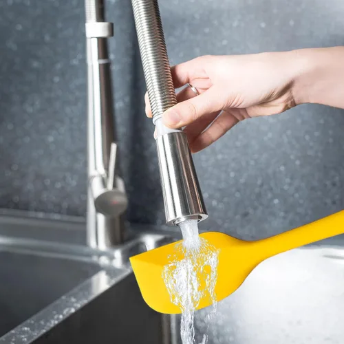 Miniatura 5 de Juego de 6 espátulas de silicona resistentes al calor, diseño sin costuras de una sola pieza para raspar, cocinar, hornear, mezclar amarillo