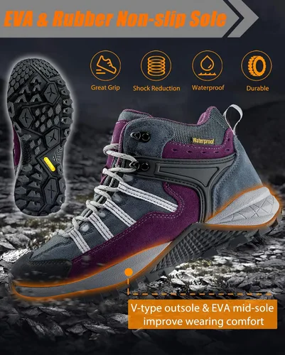 Miniatura 4 de Wantdo Botas de senderismo impermeables para mujer antideslizantes botas tácticas para senderismo al aire libre