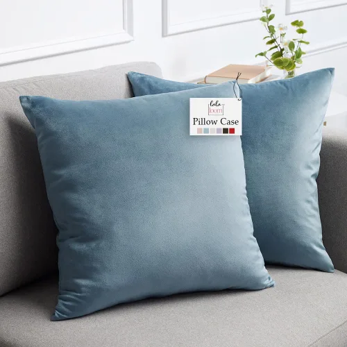 Miniatura 28 de lalaLOOM Juego de 2 fundas de almohada lujosas de terciopelo sedoso, 18 x 18 pulgadas, fundas de almohada decorativas más suaves, cremallera oculta