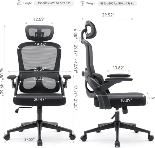 Miniatura 2 de Silla de oficina ergonómica, silla de escritorio para computadora con malla de respaldo alto y soporte lumbar ajustable, sillas giratorias