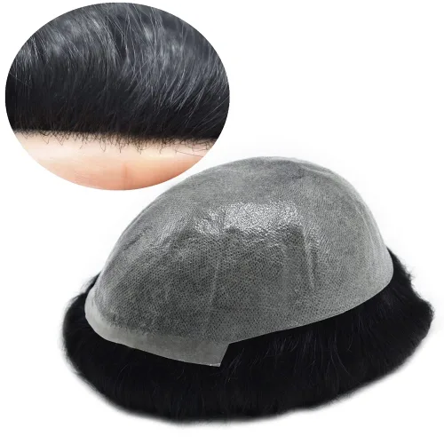 Miniatura 20 de Toupee - Sistemas de cabello humano para hombre, 0.002 in, piel ultrafina para hombre, tupé en V, polivinílico de poliuretano natural, piezas