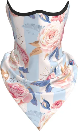 Miniatura 2 de Bufanda con estampado de rayas de flores, protección UV, pasamontañas, resistente al viento, bandana para deportes al aire libre, transpirable