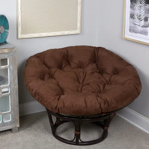 Klear Vu Cojín para silla Papasan de microgamuza sólida para sala de estar, dormitorio, guardería u oficina en casa, 45 x 6 pulgadas, color marrón