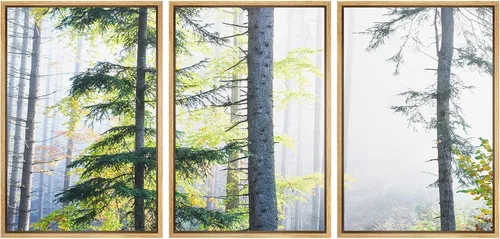 Miniatura 124 de NWT Lienzo enmarcado para pared, juego de arte en acuarela pastel, bosque de montaña oscura, naturaleza silvestre, ilustraciones de arte moderno