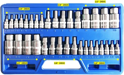 Miniatura 3 de Master - Juego de llaves hexagonales Allen, llave hexagonal para llave de trinquete SAE y juego métrico de 3/8, 1/4, 1/2, 34 piezas