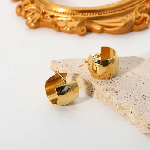 Miniatura 19 de Aretes de aro gruesos de oro para mujer, chapados en oro de 14 quilates, aretes de aro triple, hipoalergénicos, a la moda, aretes de aro gruesos