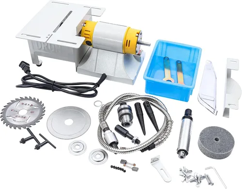 Miniatura 5 de Máquina de pulir de mesa de jade gema, mini torno máquina herramienta DIY carpintería Torno de madera Fresadora Molienda Perlas de pulido Taladro