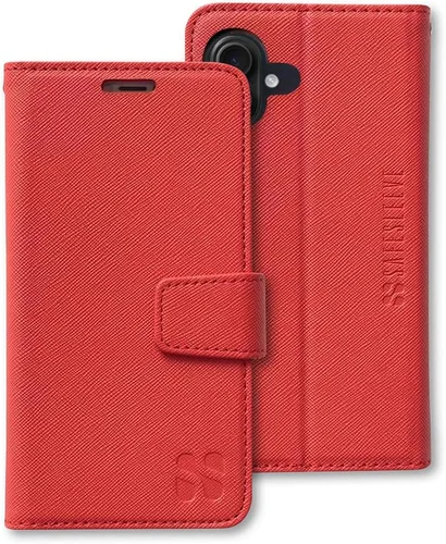 Miniatura 77 de SafeSleeve Funda de piel tipo cartera desmontable para iPhone 14 con bloqueador EMF para teléfono celular con 3 tarjeteros y soporte ajustable