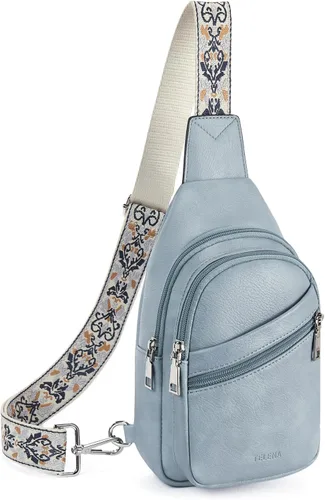Miniatura 15 de Telena Bolso bandolera para mujer, bolso cruzado para mujer, cangurera de cuero vegano con correa ajustable