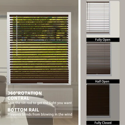 Miniatura 5 de Minipersianas de aluminio para ventanas sin cordones, persianas horizontales para ventanas para ajuste de luz, persianas venecianas de metal