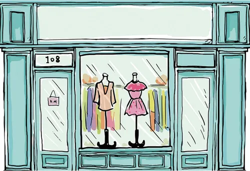 Telón de fondo de tienda de ropa de dibujos animados de 5 x 3 pies, tema verde, centro comercial, mercancía, ventana, zapatos, joyería, fotografía,