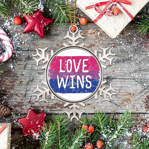 Miniatura 7 de Adornos de Navidad para árbol Love Wins Bisexual Lesbianas Adornos Gay Decoración de árbol de Navidad Recuerdo Bisexual Orgullo Arco Iris Gay LGBTQ