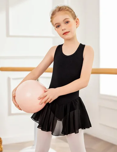 Miniatura 2 de Arshiner Leotardo de ballet con espalda hueca para niñas con falda sin mangas, vestidos de baile