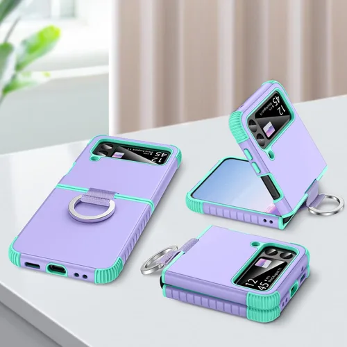 Miniatura 6 de BENTOBEN Funda para Samsung Galaxy Z Flip 4, Z Flip 4 5G, resistente 2 en 1, cuerpo completo, resistente, a prueba de golpes, con anillo