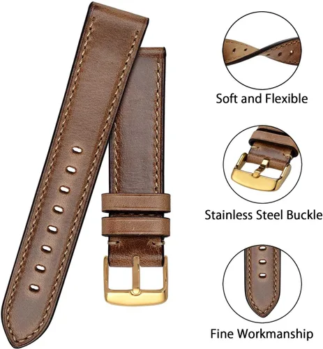Miniatura 4 de BISONSTRAP Correa de reloj de cuero de 0.709 in, 0.748 in, 0.787 in, 0.827 in, 0.866 in, 0.906 in, 0.945 in, correas de reloj antiguas para hombres