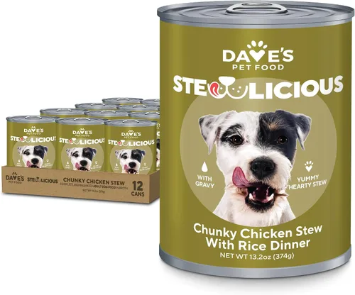 Miniatura 10 de Dave's Pet Food Stewlicious - Alimento húmedo para perros sin granos (pollo y verduras en salsa), fabricado en Estados Unidos naturalmente