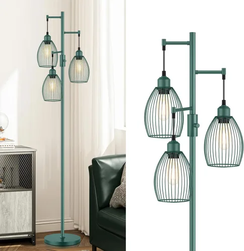 Miniatura 15 de Lámpara de pie regulable, lámparas de pie industriales para sala de estar, lámpara de árbol dorada, lámparas altas con 3 elegantes cabezales