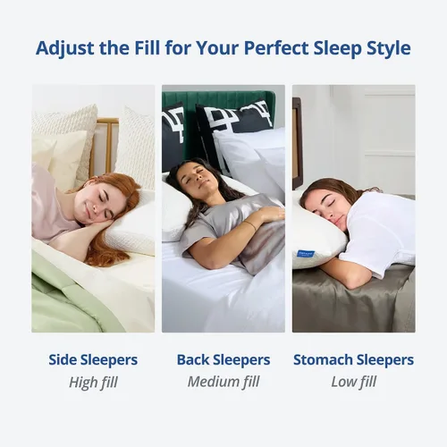 Miniatura 6 de Cosy House Collection Almohada de espuma viscoelástica triturada de lujo con rayón derivado del bambú - Relleno ajustable y extraíble - Funda fresca
