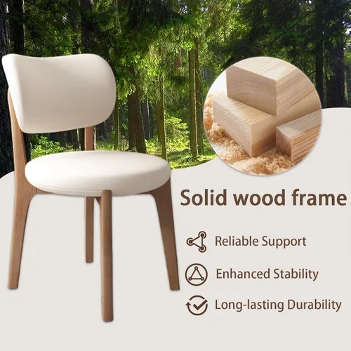 Miniatura 5 de Sillas de comedor de madera maciza, juego de 2 sillas de comedor modernas de mediados de siglo con marco de madera y sillas de comedor tapizadas