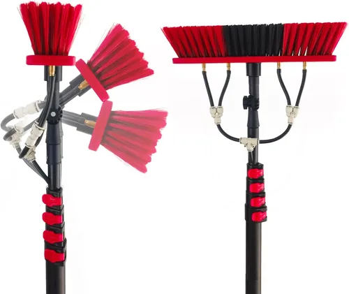 Miniatura 2 de Kit de cepillo de poste alimentado por agua de limpieza de ventanas con dispensador de jabón telescópico extensible panel solar herramienta de lavado