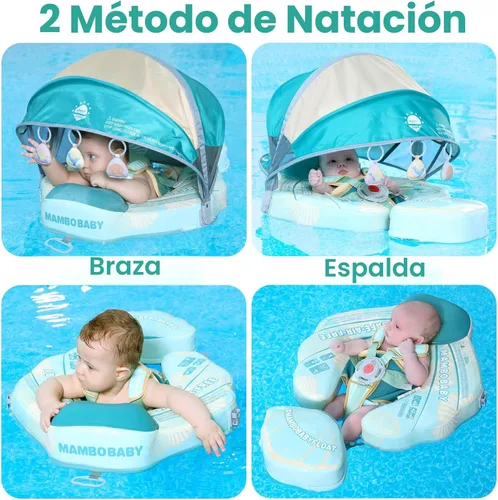 Miniatura 6 de Flotador Mambobaby con cola para bebé con toldo, flotador de piscina sólido, entrenador de natación para bebés, entrenamiento de natación, flotador