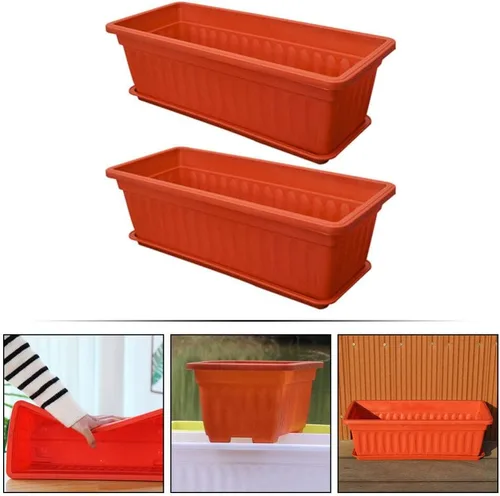 Miniatura 6 de DOITOOL Macetas rectangulares para plantas de interior, 2 unidades, macetas de ventana para patio, macetas para exteriores, rectangulares
