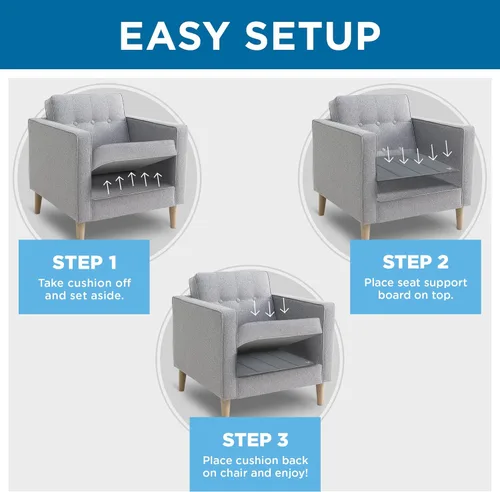 Miniatura 5 de Soporte de cojín de silla resistente para cojines caídos (17 x 22) Soporte de asiento de silla de madera diseñada para asiento hundido, tablas