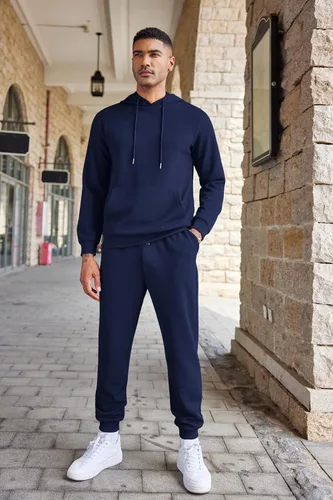 Miniatura 2 de COOFANDY Conjunto deportivo para hombre, 2 piezas, sudadera con capucha de gofre, conjunto deportivo para correr