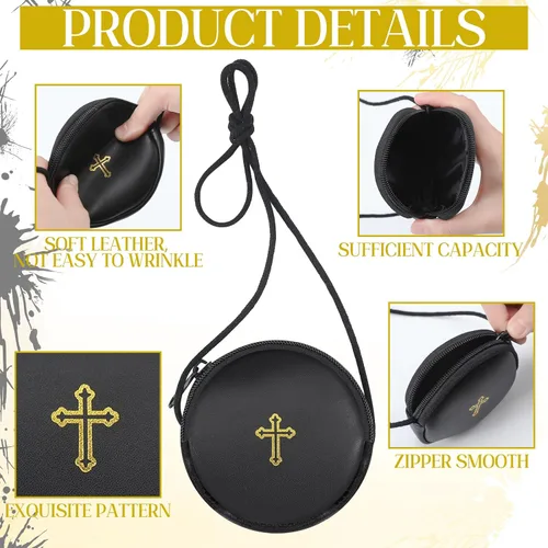 Miniatura 3 de Funda de cuero para Pyx, estuche de Pyx católico con correa para comunión, sacerdotes anfitriones, diáconos, regalos