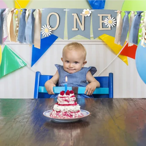 Miniatura 4 de Decoraciones de cumpleaños para bebé, margarita, primer cumpleaños, silla alta, banderín, suministros de fiesta temática, accesorios para fotos Azul