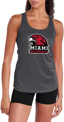 Miniatura 357 de Camiseta deportiva sin mangas oficial de la NCAA Collegiate para mujer, con espalda cruzada, logotipo primario, colección carbón