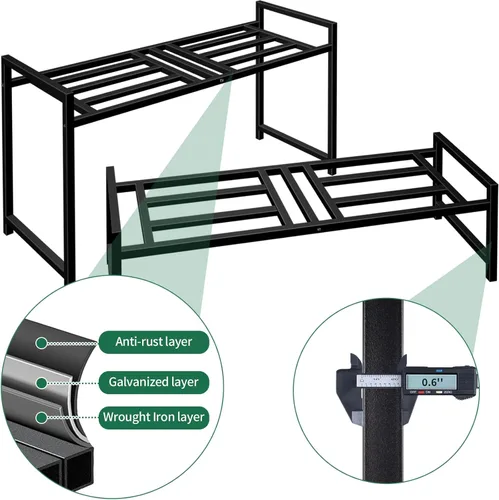 Miniatura 5 de Lilybud- lily Soporte para plantas para interiores y exteriores, soportes de hierro forjado de 2 niveles, estante de metal apilable para plantas