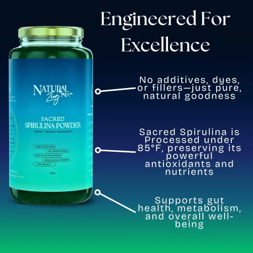 Miniatura 3 de Natural Zing Espirulina 100% pura (cruda, orgánica) 1000 16 onzas en polvo Proteína vegana Ficocianina Beta caroteno