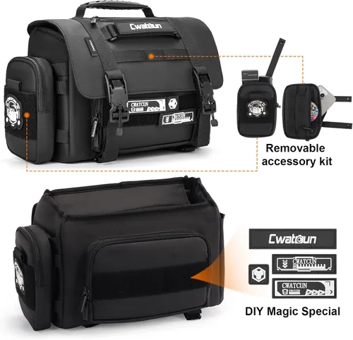 Miniatura 5 de Cwatcun Bolsa Bandolera para Cámara, Impermeable Multifuncional Fotografía Táctica Bolsa Cruzada para Cámara con Soporte para Trípode y Bolsas