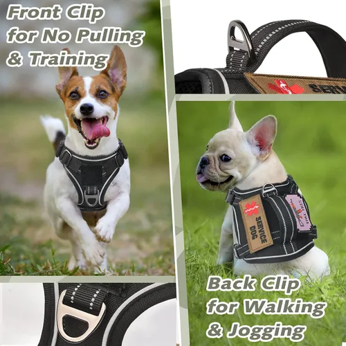 Miniatura 4 de Arnés táctico XS para perro, chaleco de servicio militar para perro con mango vertical, chaleco para cachorros pequeños sin tirones para Negro
