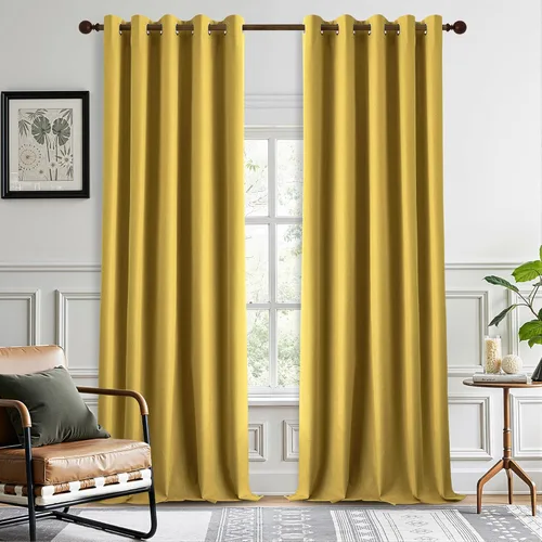 Miniatura 23 de DONREN Cortinas opacas de lino con aislamiento térmico de 52 x 95 pulgadas, cortinas de oscurecimiento de habitación con ojales para dormitorio