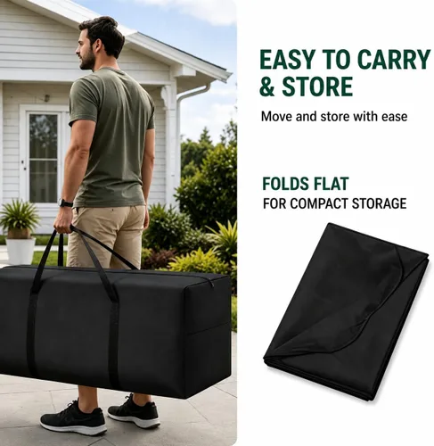 Miniatura 6 de Bolsa de almacenamiento para cojines 420D impermeable de 68 pulgadas de largo, rectangular, para exteriores, bolsa de almacenamiento para cojines