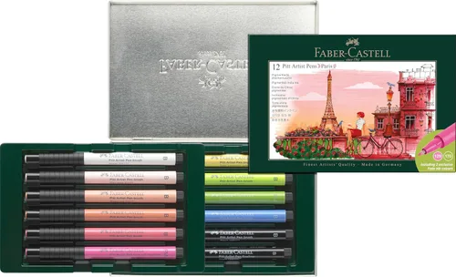 Miniatura 7 de Faber-Castell Art & Graphic Pitt Artist Pen India Ink Pen, negro, billetera de 4, para arte, manualidades, dibujo, bocetos, hogar, escuela