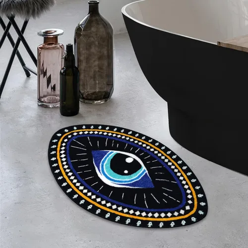Alfombra de baño de ojo malvado, suave, absorbente, antideslizante, alfombra de baño para niños, alfombra de microfibra copetuda para ducha, tapete
