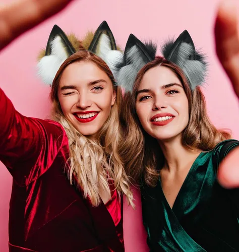 Miniatura 5 de Kidukso Fox Ears Headwear Simulación Animal Fur Fox Ears Tocado Vestir Cosplay Fiesta Anime Comic Con Prop Headwear Negro y gris
