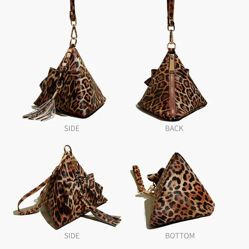 Miniatura 3 de INAWOW Bolso de mano de noche con lazo de cuero triangular para mujer
