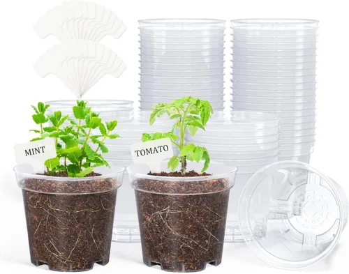 Miniatura 17 de homenote Macetas de vivero, paquete de 30, maceta de 3/4/5 pulgadas para plantar, macetas transparentes para plantas, plántulas de plástico