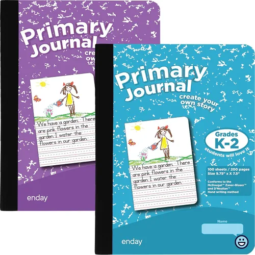 Enday Diario primario para grados K-2, diario de escritura primaria, cuaderno de composición primaria a rayas de media página para niños, cuaderno