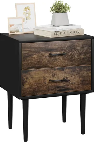 Miniatura 10 de Mesita de noche blanca para dormitorio, juego de 2 mesitas de noche acanaladas, mesa de noche moderna de mediados de siglo con patas de metal dorado