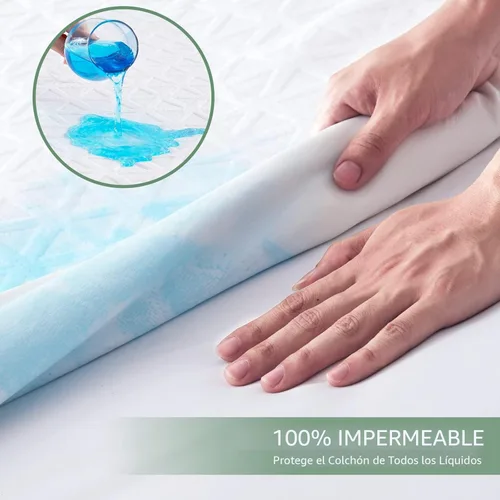 Miniatura 3 de Protector de colchón impermeable premium tamaño twin, cubierta de cama transpirable con tela 3D de aire refrescante, funda protectora de colchón