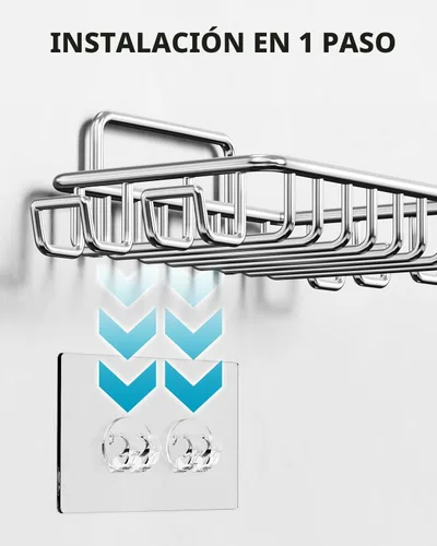 Miniatura 7 de Nieifi Jabonera de barra para pared de ducha con 4 ganchos, jabonera adhesiva de acero inoxidable para baño, color plateado A-Silver