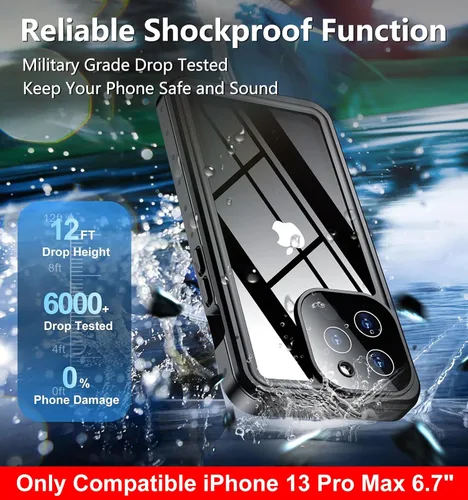 Miniatura 3 de SPIDERCASE Solo diseñada para el iPhone 13 Pro Max, funda impermeable, lente incorporada y protector de pantalla, protección completa de alta