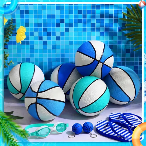 Miniatura 3 de Seenelling Paquete de 6 unidades de baloncesto de piscina tamaño 3/4 de baloncesto acuático a granel con bomba de bomba de verano juegos de agua