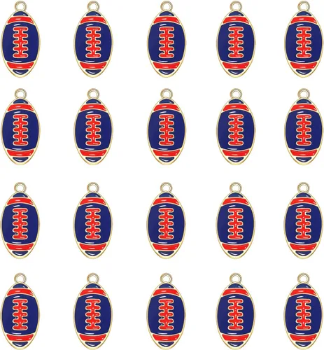 Miniatura 14 de 20 piezas de dijes deportivos de esmalte, colgantes de baloncesto y béisbol para hacer joyas, dijes de juego de pelota con strass, dijes de softball