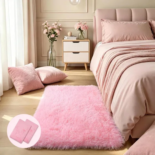 Miniatura 33 de KICHOWUA - Tapete grueso y esponjoso de 3 x 5 pies, color negro, ultrasuave, lavable, antideslizante, acogedor y peludo, para sala, dormitorio
